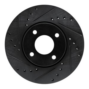 Nissan Kicks Brake Rotor (1) - Front Left - R1 Concepts - Drilled & Slotted - Black - `17-`25
